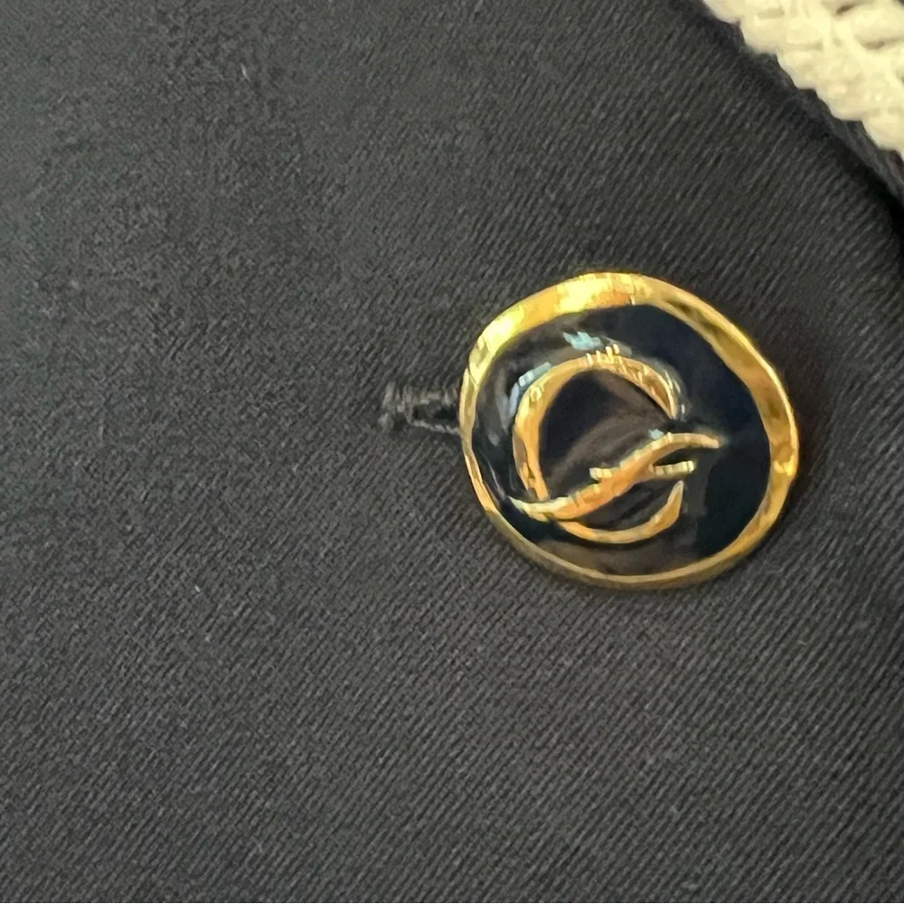 VTG Candice Fraiberger Paris French Peplum Dress Jacket Wool Navy 8 Embroidered - Picture 5 of 10